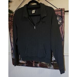 Pink Victoria’s Secret pullover 3/4 zip black sweat shirt XS